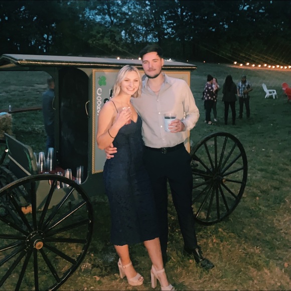 Flattering Navy Blue Midi Dress - Picture 3 of 5